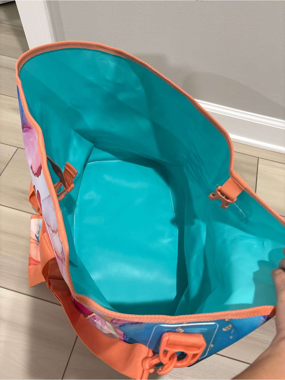 Swig Life Insulated Tote Bag Cooler Marble Watercolor Pink Blue Orange - Picture 4 of 6
